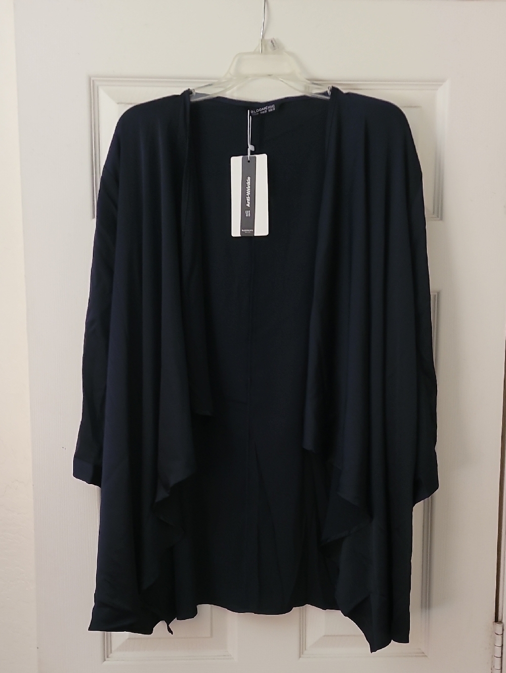 BloomChic Navy Open-Front Draped Women's Cardigan